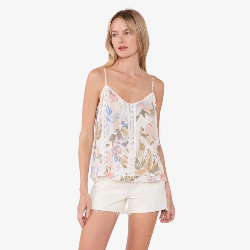 Sweet Style Tia Floral Camisole (Off White + Periwinkle)