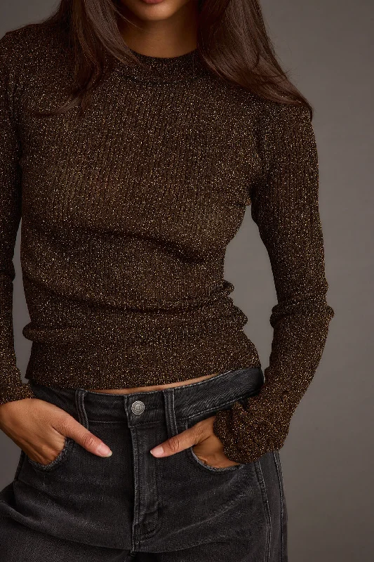 Elegant Design Mirage Gold Lurex Long Sleeve Top