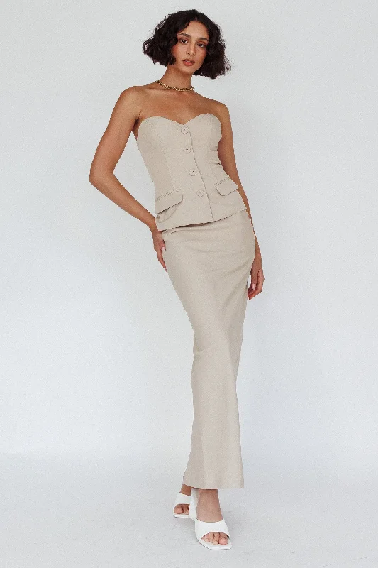 High-end Fashion Valencia Flare Midi Skirt Oat