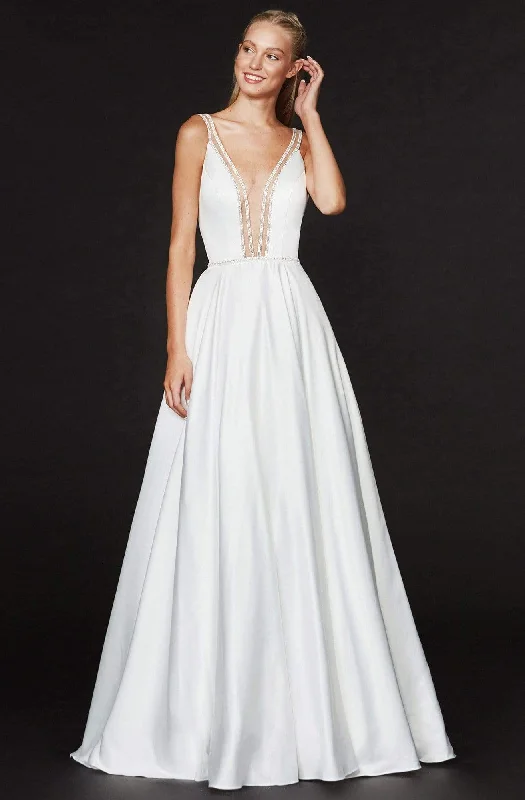 Simple And Comfortable Angela & Alison - 91027 Beaded Illusion Trimmed Plunging Gown Simple And Comfortable Angela & Alison - 91027 Beaded Illusion Trimmed Plunging Gown