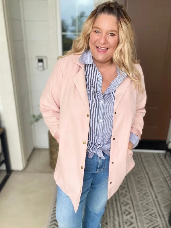 Fashion Must-have Rockstar Blazer in Blush Pink