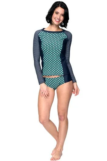 Retro Prints Slim Fit Long Sleeve Rashguard-SALE