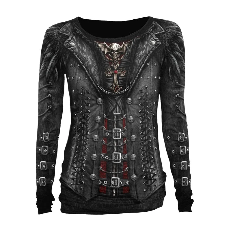 Street Charm GOTHESS WRAP ALLOVER LONG SLEEVE BLACK TOP