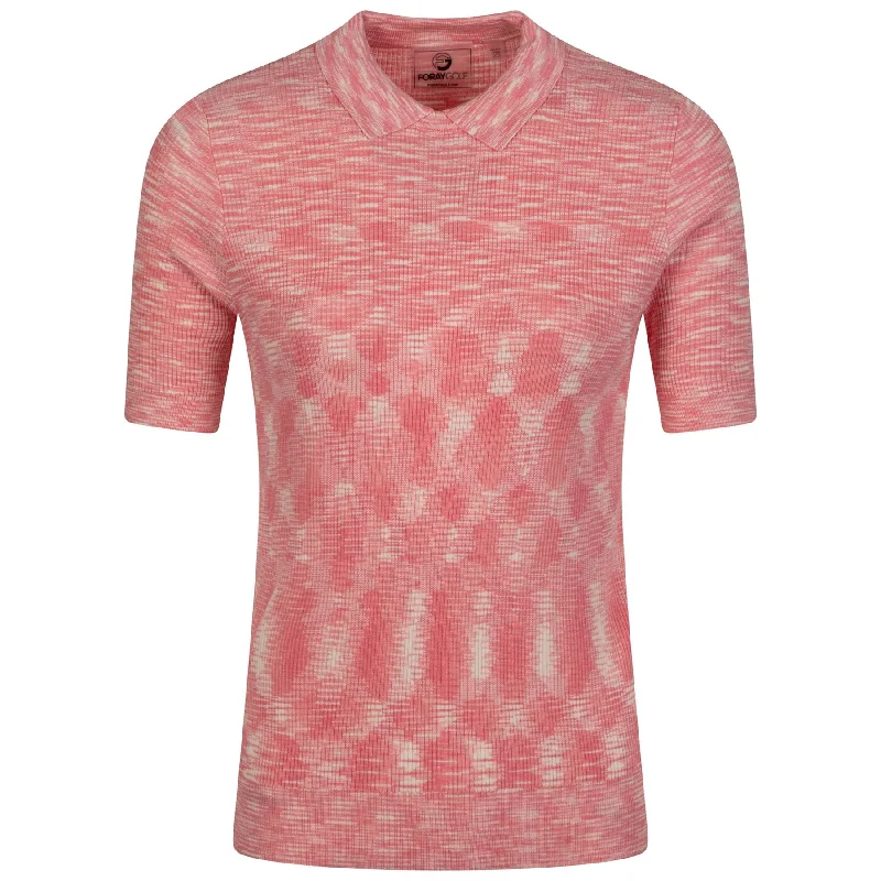 Soft And Comfortable Womens Space Dye Knit Polo Melange Pink - 2025