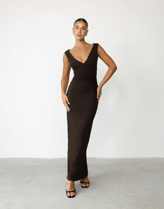 Fashion Selection Viola Maxi Dress (Chocolate)