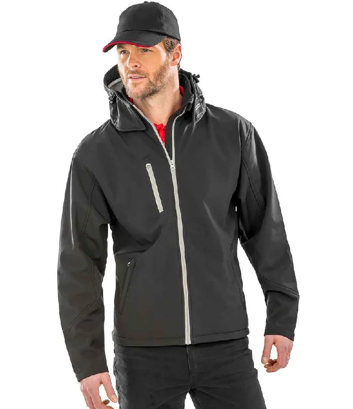 British Style Result Core Hooded Soft Shell Jacket | Black/Grey