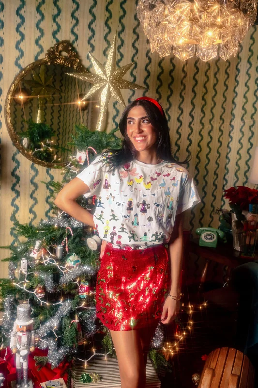 Classic And Versatile White 12 Days of Christmas Oversized Tee
