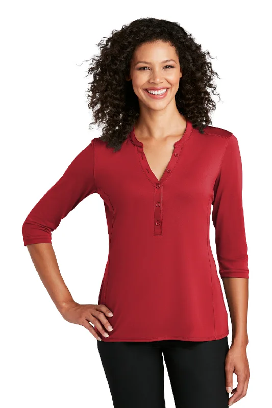 Fashionable Inner Wear Port Authority Womens Moisture Wicking 3/4 Sleeve Polo Shirt - Rich Red Fashionable Inner Wear Port Authority Womens Moisture Wicking 3/4 Sleeve Polo Shirt - Rich Red