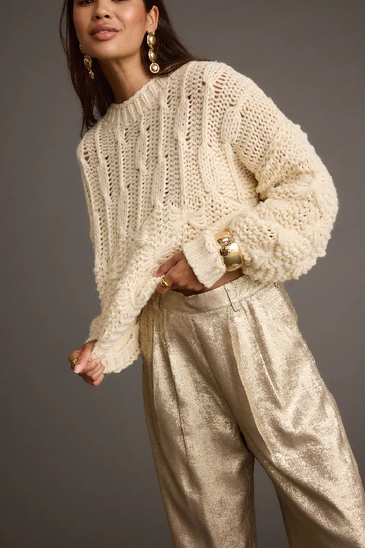 New Autumn And Winter Styles Bethany Cream Cable Knit Sweater