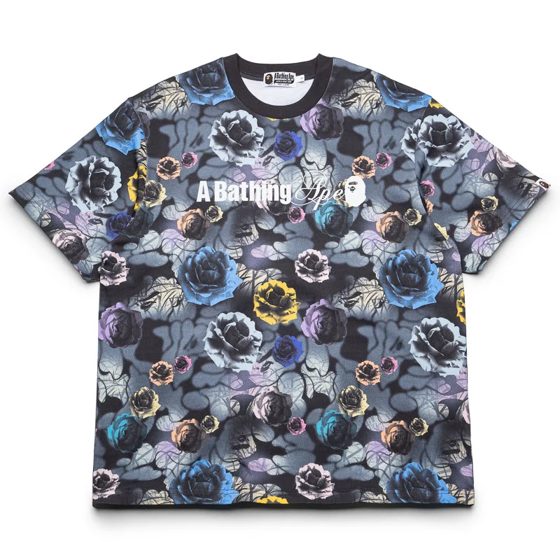 Classic Retro A Bathing Ape Floral Camo Logo Tee - Black