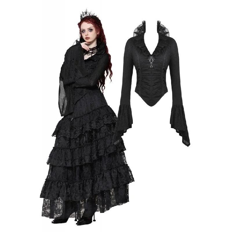 Lazy Home Women's Gothic Mesh Diamond Long Sleeved Shirt