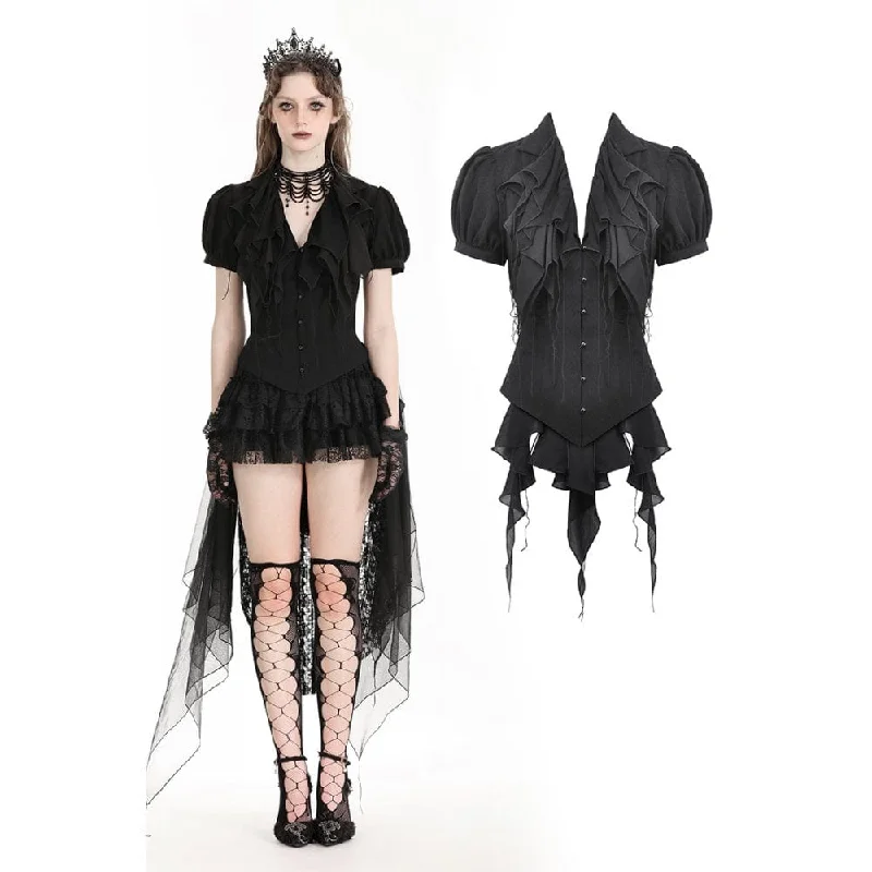Modern Tailoring Women's Gothic Plunging Puff Sleeved Shirt
