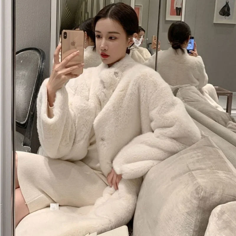 Personalized Series Winter Soft Warm Artificial Fur Long Overcoats for Women