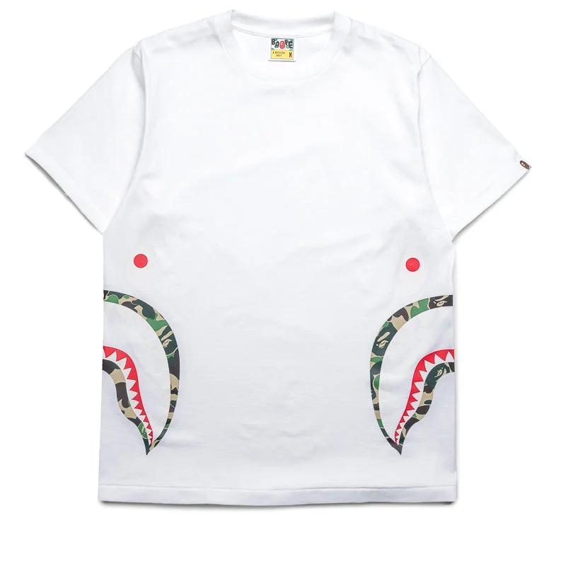 Exquisite Embroidery A Bathing Ape ABC Camo Side Shark Tee - White/Green