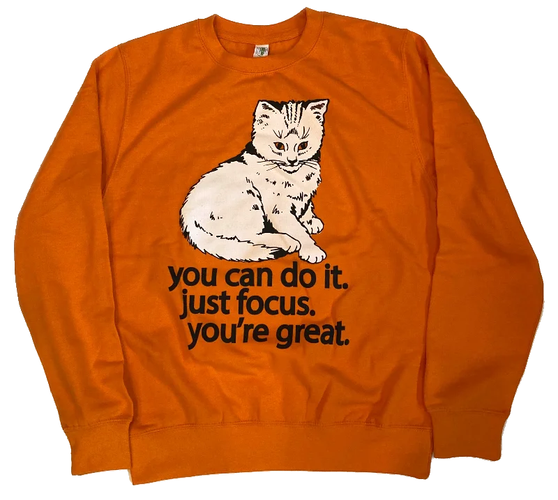 Short Design Focus Cat Sweatshirt - Orange Crush