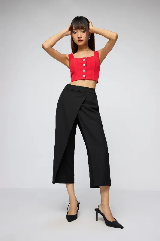 Must-have For Fashion Noir Wrap Up Cropped Korean Pants