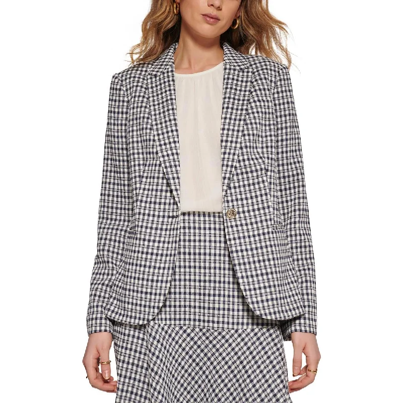 Personalized Clothing Tommy Hilfiger Womens Plaid Collar One-Button Blazer