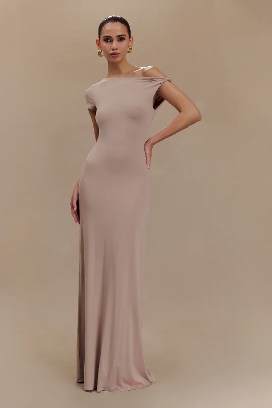 Comfortable And Cold-proof Tamsin Short Sleeve Modal Maxi Dress - Mushroom