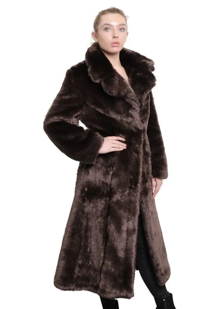 High Street Fashion De La Creme - Womens Faux Fur Long Coat
