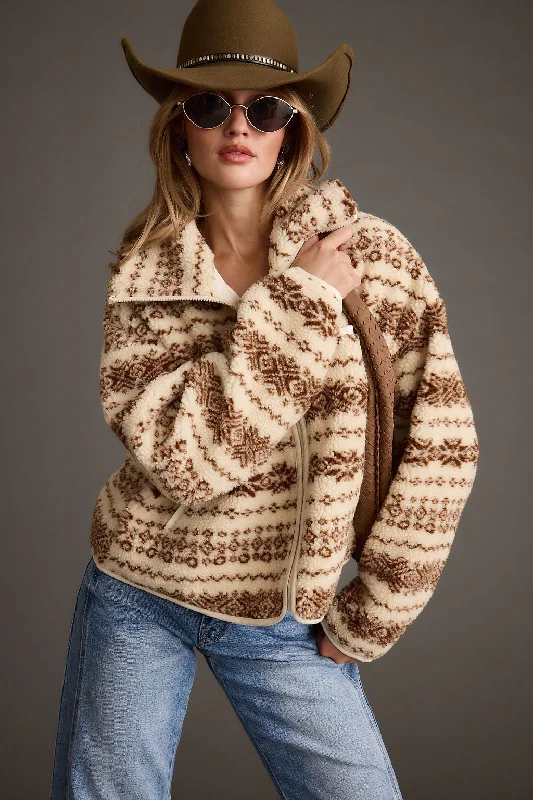 High Street Design Arizona Cream Printed Sherpa Jacket