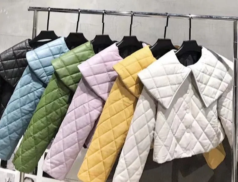 Tropical Style Genuine Leather Duck Down Crop Jackets