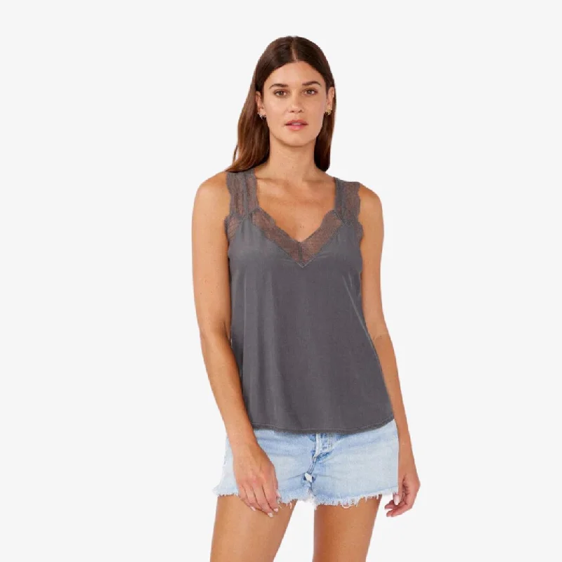 Youthful Street Fashion Silvana Lace Top (Pewter)