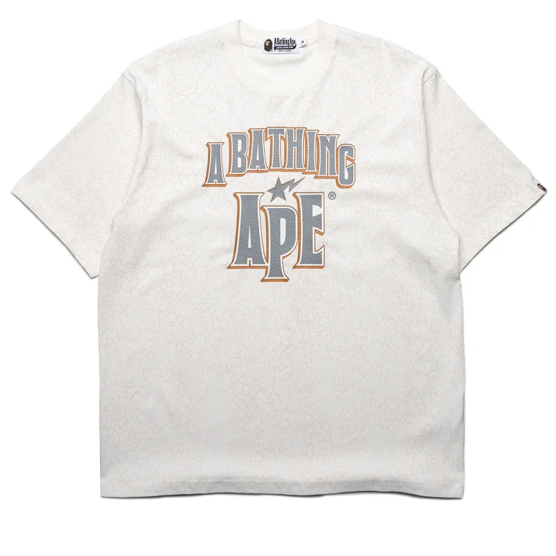 Sports Fashion A Bathing Ape Crack Print Pattern Logo Tee - White