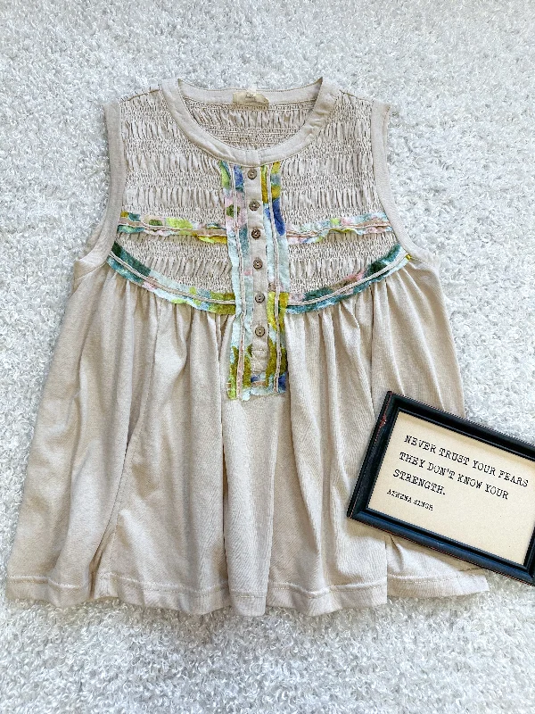 Lazy Home Oatmeal and Tie Dye Detail Tank Top | Boutique Elise | Camilla