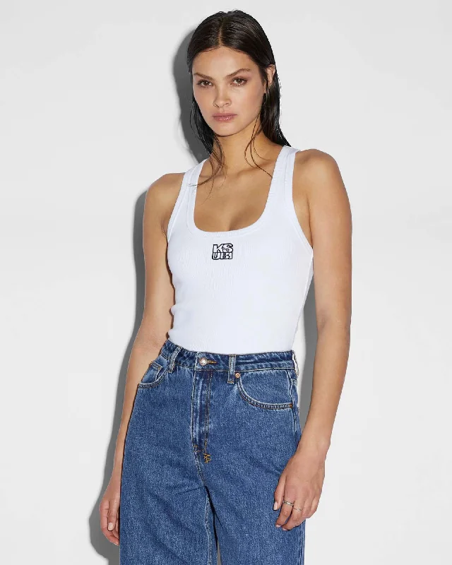 Artistic Temperament STACKED ORIGIN TANK WHITE