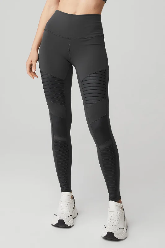 Elegant Temperament High-Waist Moto Legging - Anthracite/Anthracite Glossy