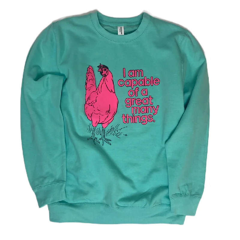 Personalized Design Positive Chicken Sweatshirt - Bubble Gum Hen