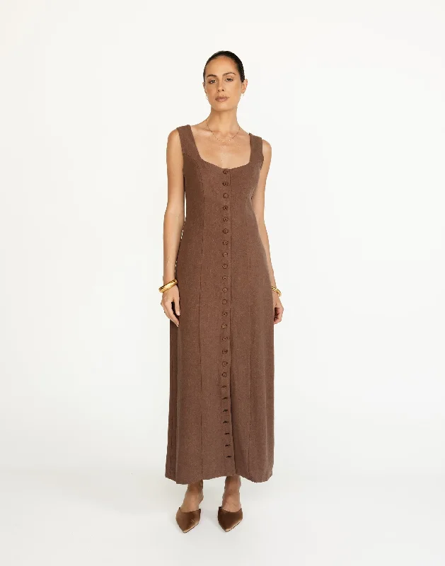 Elegant Design Joni Maxi Dress (Espresso)