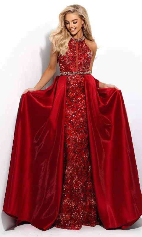 Comfortable Series Jasz Couture - 7316 Embellished Halter Neckline With Waist Cape Gown Comfortable Series Jasz Couture - 7316 Embellished Halter Neckline With Waist Cape Gown