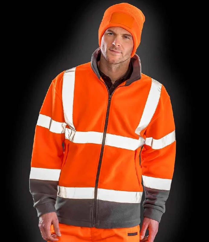Personalized Design Result Safe-Guard Hi-Vis Micro Fleece Jacket | Fluorescent Orange