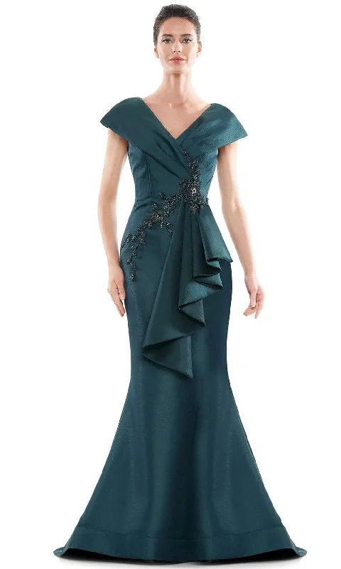 Warm Atmosphere Marsoni by Colors - Cap Sleeves Pleated Front Mermaid Gown MV1086