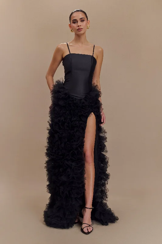 Urban Sense Magnolia Tiered Ruffle Maxi Dress - Black