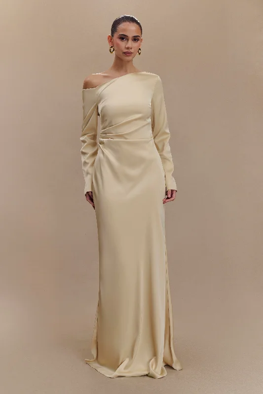 Multifunctional Style Avery Long Sleeve Maxi Dress - Gold