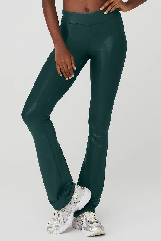 Multifunctional Style Super Shine Low-Rise Bootcut Legging - Midnight Green