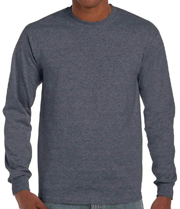 Exquisite Embroidery Gildan Ultra Cotton™ Long Sleeve T-Shirt | Dark Heather