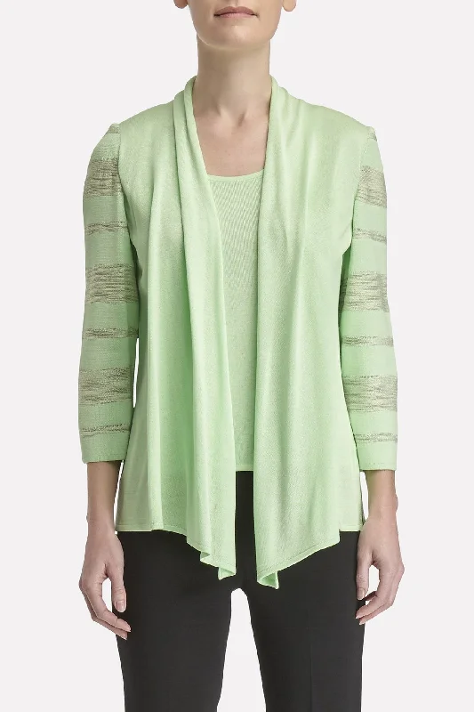 Personalized Design Striped Sleeve Waterfall Cardigan