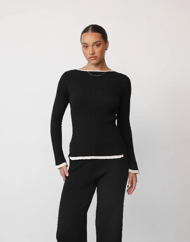 Luxury Style Raelynn Top (Black/Cream)