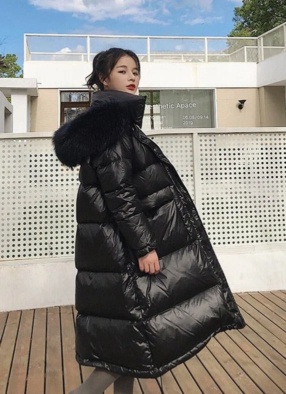 New Products Real Fur Duck Down Loose Puffer Overcoats