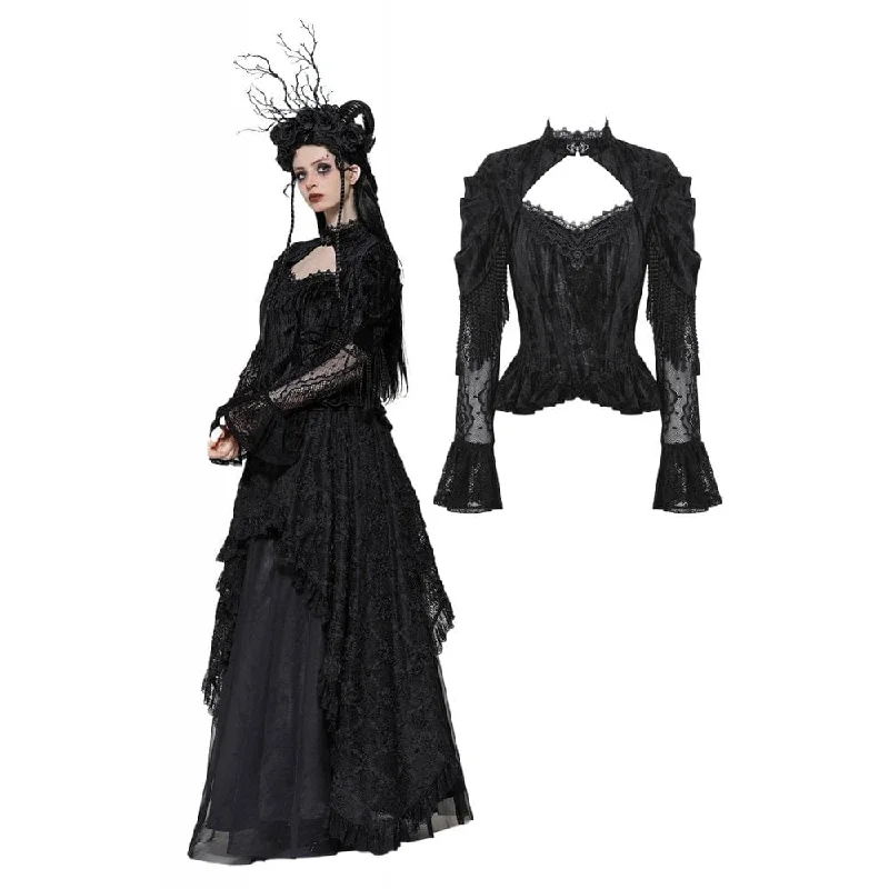 High-end Fashion Women's Gothic Cut-out Lace Long Sleeved Shirt