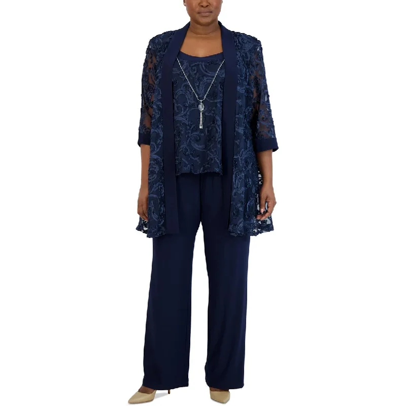 Urban Sense R&M Richards Womens Plus Lace Tank Duster Blazer