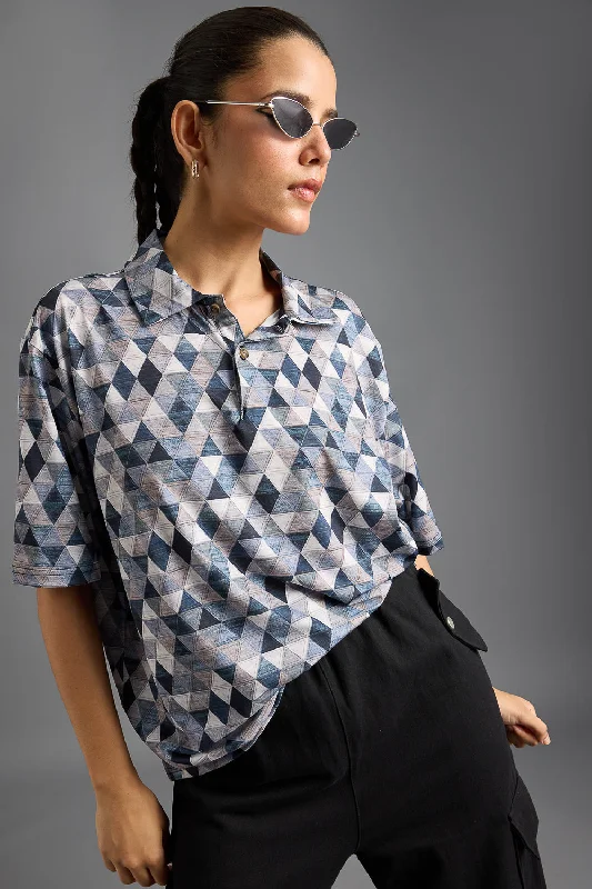 Fashion Must-have Prism Print Women's Polo T-Shirt