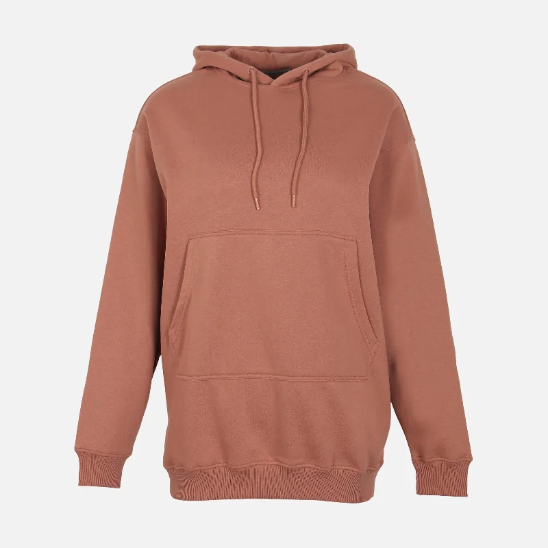 Embroidery Design WOMEN FLEECE OVERSIZED LONG HOODIE