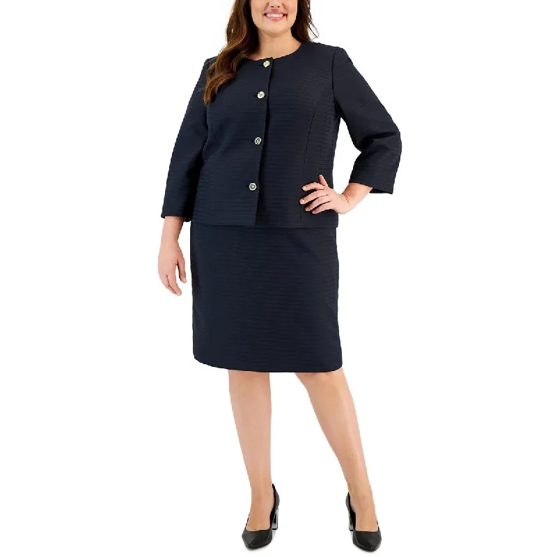 Classic Style Le Suit Womens Plus Office Business Collarless Blazer