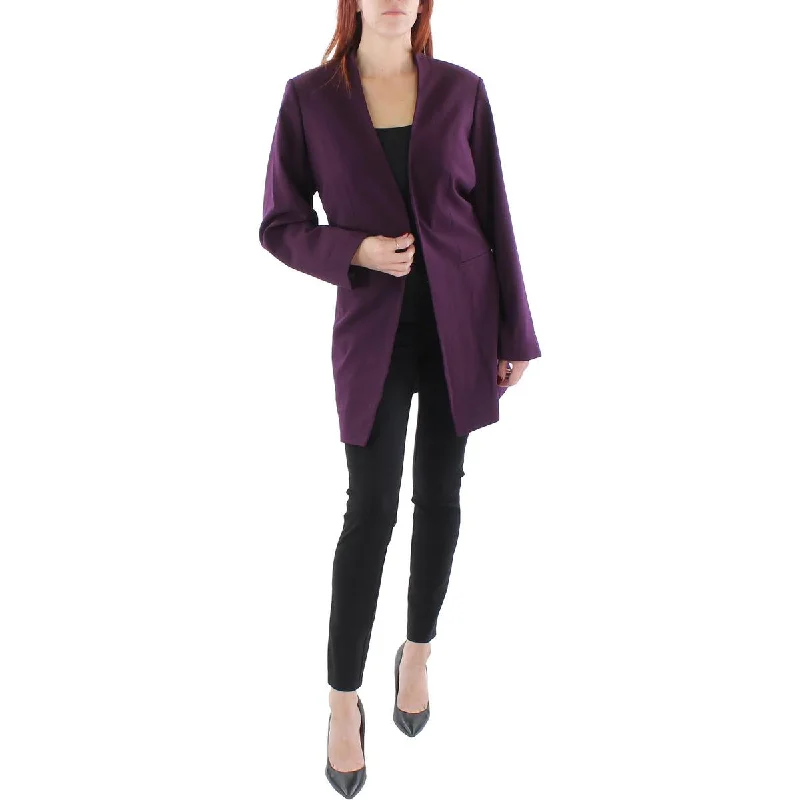 Fashion Design Calvin Klein Womens Plus Collarless Midi Open-Front Blazer