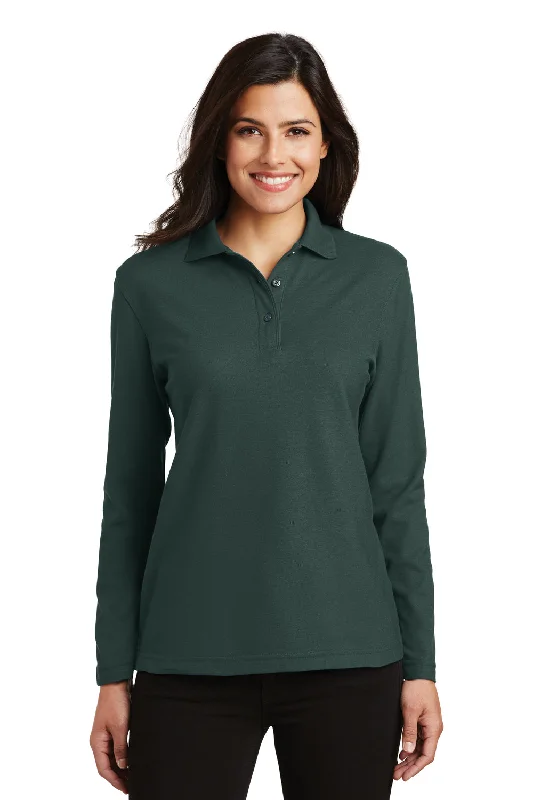Bright Colors Port Authority Womens Silk Touch Wrinkle Resistant Long Sleeve Polo Shirt - Dark Green Bright Colors Port Authority Womens Silk Touch Wrinkle Resistant Long Sleeve Polo Shirt - Dark Green