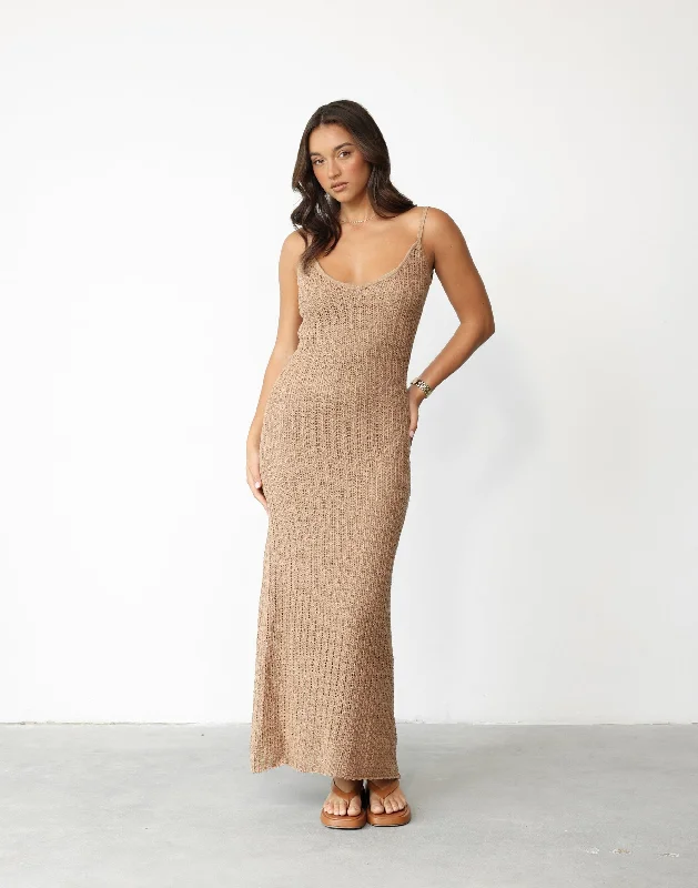 Floral Prints Janise Maxi Dress (Mocha)